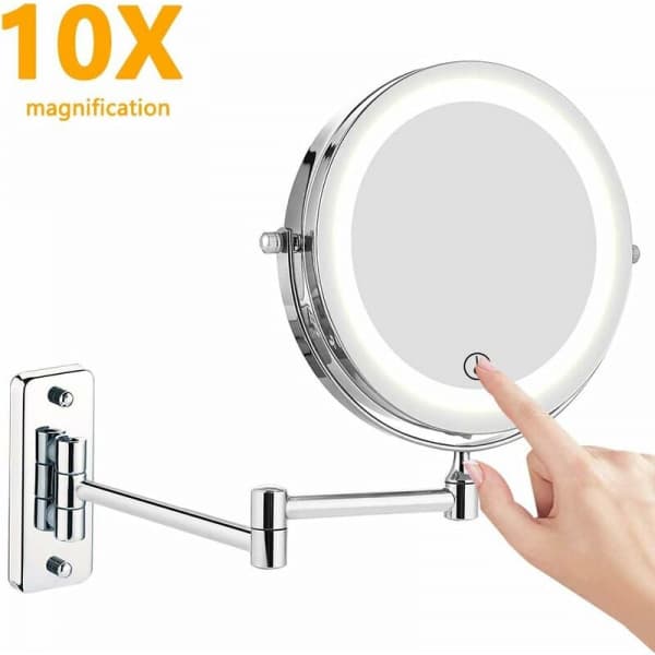LED-makeup spejl - 1 x / 10 - Vægmontering - Dobbeltsidet