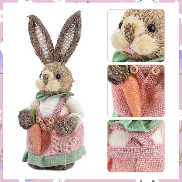 2023 Easter Bunny Figurine Creative Easter Rabbit Decoration Straw Bunny Ornament