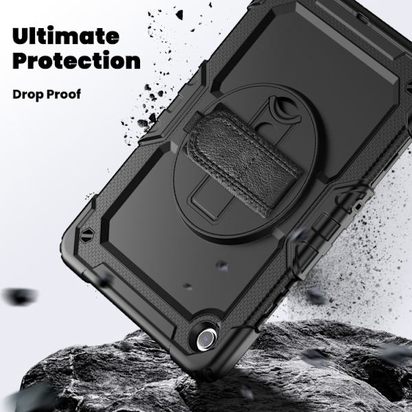 Samsung Galaxy Tab A9+ / A11+ Silicone + PC Case with Shoulder Strap Svart