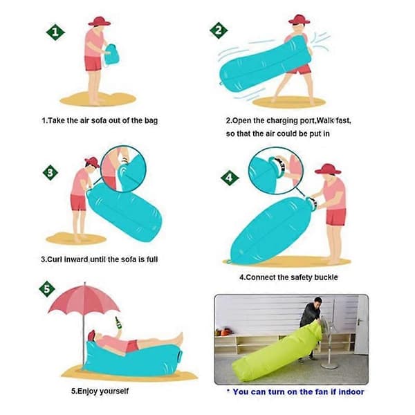 Udendørs oppustelig sofa oppustelig liggestol sovepose bærbar blød ultralet dun strandudstyr Pink