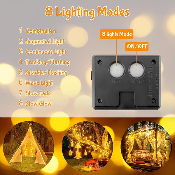 [13]Solar String Lights Outdoor Garden, 5M50LED Solar Powered String Lights Waterproof, 8 Modes Copper Wire Solar Lamp Warm White