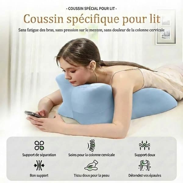 Ergonomic Pillow with Perfect 27° Angle, Multifunctional Memory Foam Wedge Pillow (Blue) Bleu
