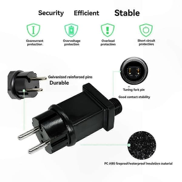LED-strømforsyning 3,6W-adapter IP44 vanntett transformator for julelampe EU-plugg 3,5V Black