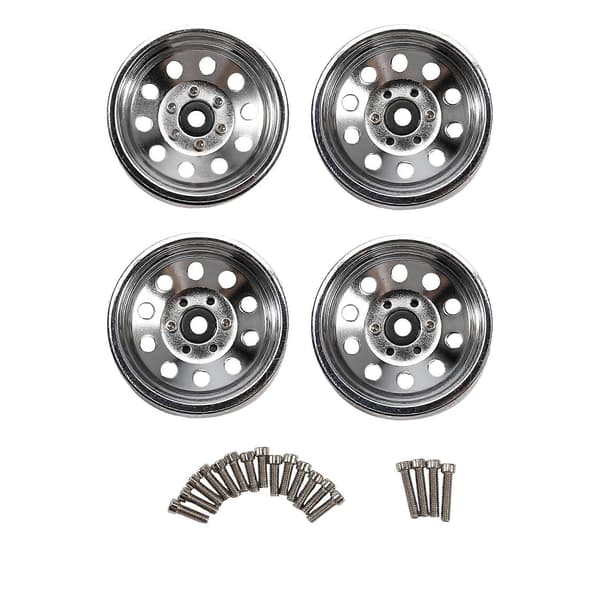 4 stk RC Crawler sinklegering 10 små runde hull 1,9 tommers Beadlock felg for 1/10 RC Crawler tilbehør DRM130S Black & silver