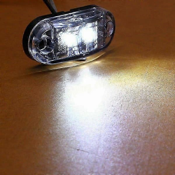 10X Hvit LED 2,5 tommer 2 Diode Lys Oval Klarering Bil Lastebil Tilhenger Bobil Sidemarkeringslampe Black