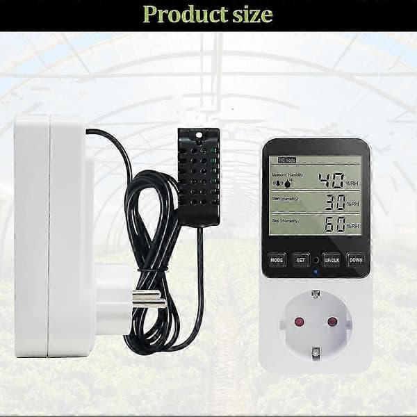 Fugtighedsregulator Temperaturstik 230 V Afbryder Termostat EU-stik White
