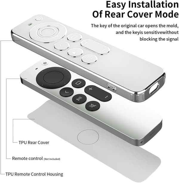 Apple TV Remote Case (Transparent) 4k 2021 Soft TPU Protective Cover