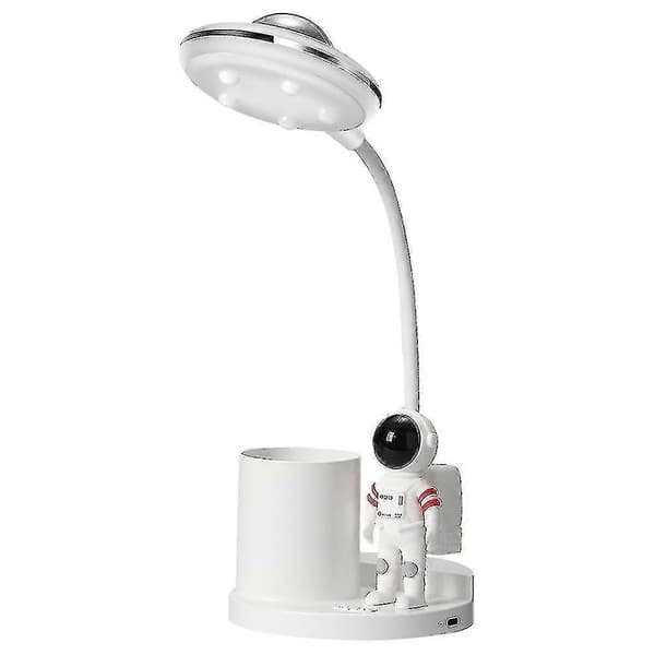 4-i-1 Astronaut Projeksjons Skrivebordslampe LED Nattlys Studentlæring Øyebeskyttelse Penneholder Skrivebordslys Hvit