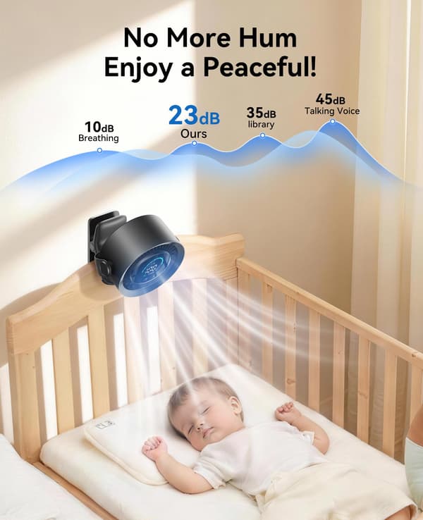Powerful Portable Clip-On Fan, 100 Speed Settings, USB Rechargeable Operation, LED Display, and 360-Degree Rotation for Strong A Black