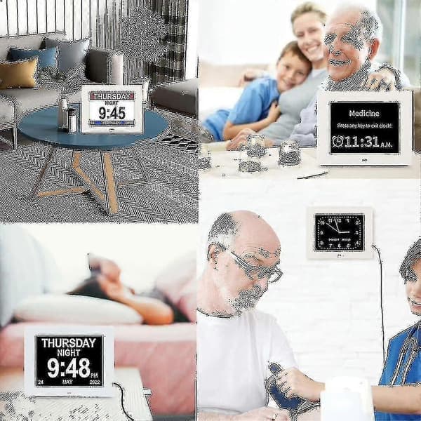 [13] Demensur med stor digital kalender til ældre, dag- og datovisning -FA-
