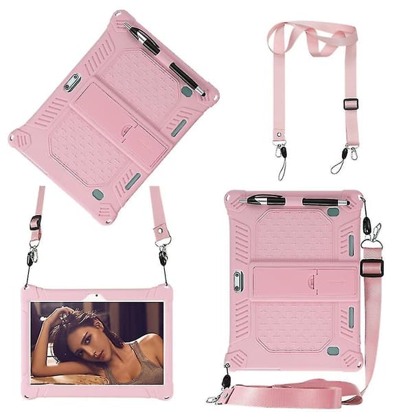 Universal Stødsikkert Silikone Cover Etui kompatibelt med 10 10.1 Tommer Android Tablet Pc Fan2346 Pink