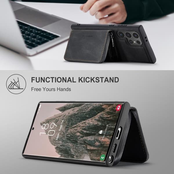 (For Samsung Galaxy S24) Mobile case with stand and card slots, shockproof slim design röd