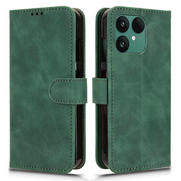 För Fairphone 6 Läderfodral Hudkänsla Anti-Fall Plånboks Flip Telefonfodral Grön