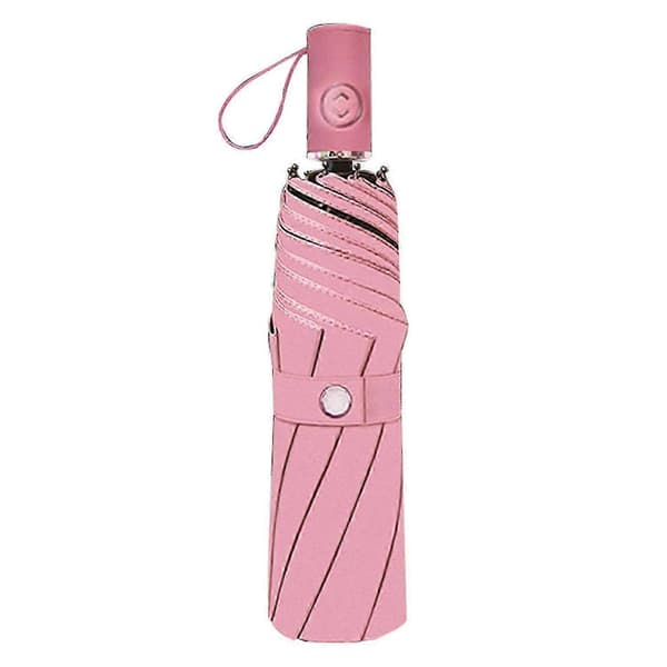 Kompakt Foldeparaply til Både Sol og Regn 8-ribbet 3-fold Automatisk Åbning/Lukning UPF50+ 97cm Efter Åbning Pink Fully Automatic