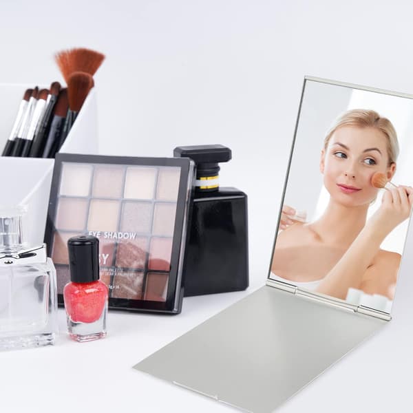 [13] Small Travel Mirror - Foldable Compact Mirror - Lightweight Small Table Stand Mirror for Travel and Makeup 11.5*8cm