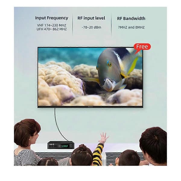 DVB-T2 TV-tuner Terrestrisk Satellit TV-mottagare Digital TV-dekoder HEVC DVBT2 264 HD TV-boxar USB Set Top Box EU-kontakt