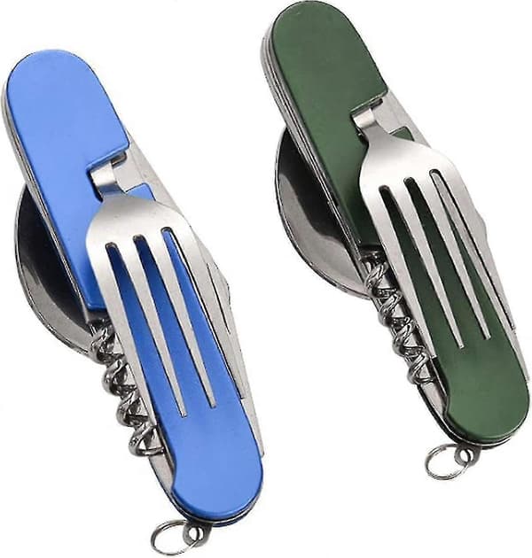 2 stk. foldbart bestik, 6-i-1 foldbart bestik til camping, rejser, vandreture, picnic