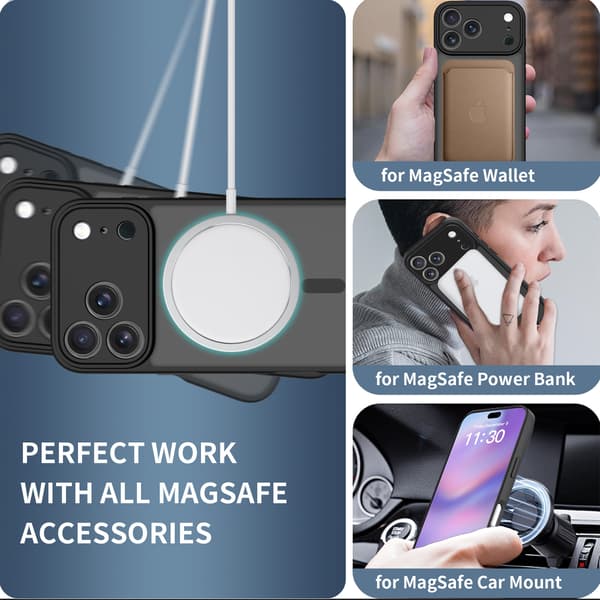 Case for iPhone 17, Full Camera Protection, Compatible with MagSafe Charger, Transparent Matte Phone Case (Grey) grey grey iPhone 17