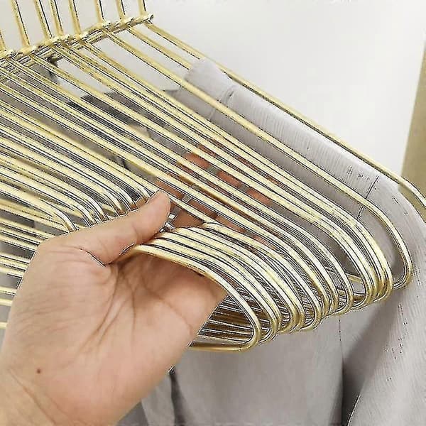 10 st Klädhängare i Metall, Tunga, Slitstarka, Halksäkra, för Kläder, Kappor, Sovrum Gold A