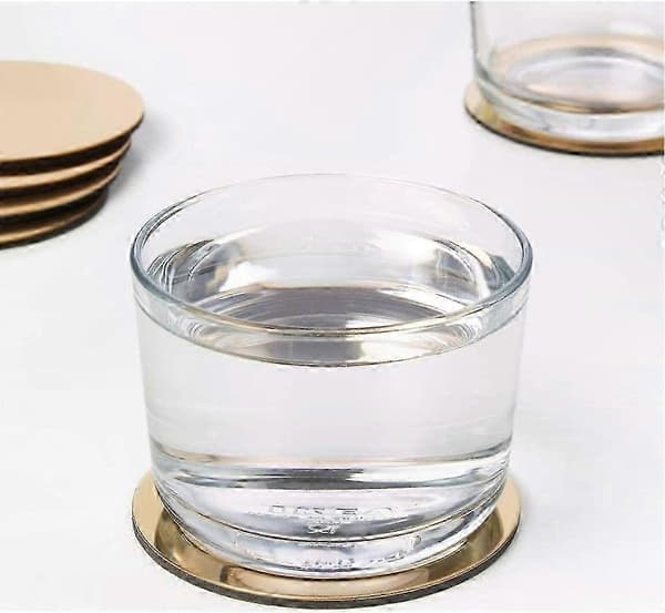 Set med 6 underlägg med hållare Guld/Mässing 8,5 cm diameter för heminredning
