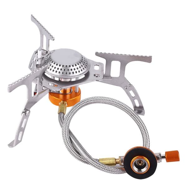 Portable Gas Stove for Camping, Windproof and High-Efficiency Burner with Durable Material and Built-in Wind Deflector, Foldable Camping Stove with