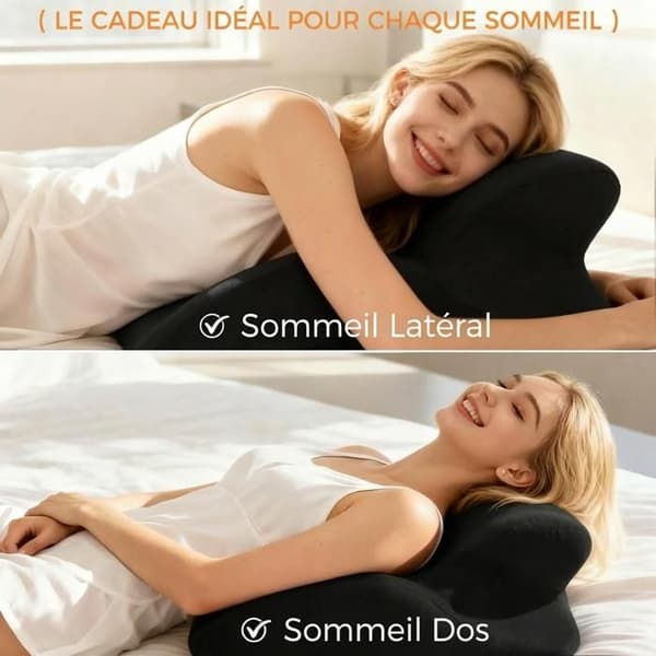 Ergonomic Pillow with Perfect 27° Angle, Multifunctional Memory Foam Wedge Pillow (Black) Noir