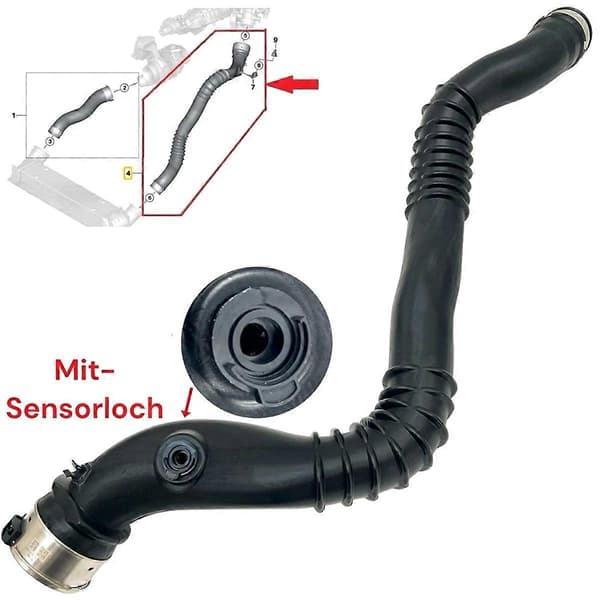 11617797483 Turbo Intercooler Rør Turboladet Ladluftslange til 1-serie X1 3-serie E90 E91 E92 Black