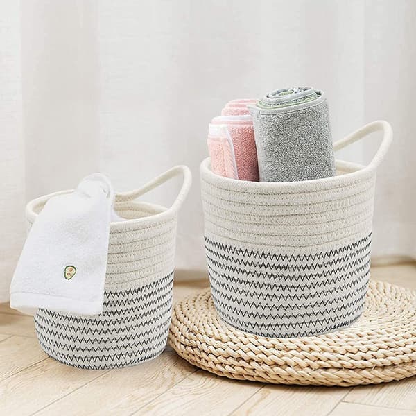Decorative Hanging Planters, 100% Natural Cotton Rope Construction for Indoor Plants, Easy Assembly (White)