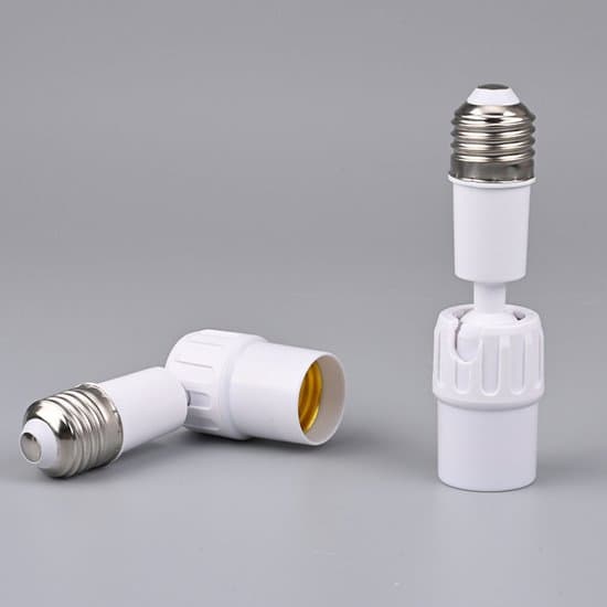 【13】E27 Lamp Holder Extender – 360° Adjustable – Flexible Socket Adapter for LED Bulbs – White – Set of 2