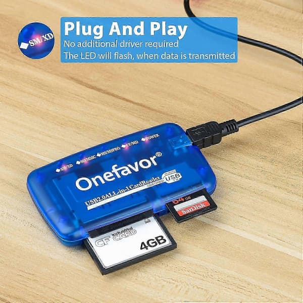 SmartMedia-kortlæser/-skriver, alt-i-én USB Universal Multi-kortadapter Slim Hub C