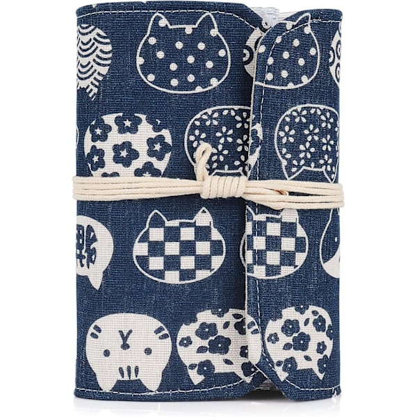 Circular Needle Bag Compatible with Storage, Compact Circular Needle Case Empty, Circular Needle Holder with 11 Clear Zipper Pockets Blue
