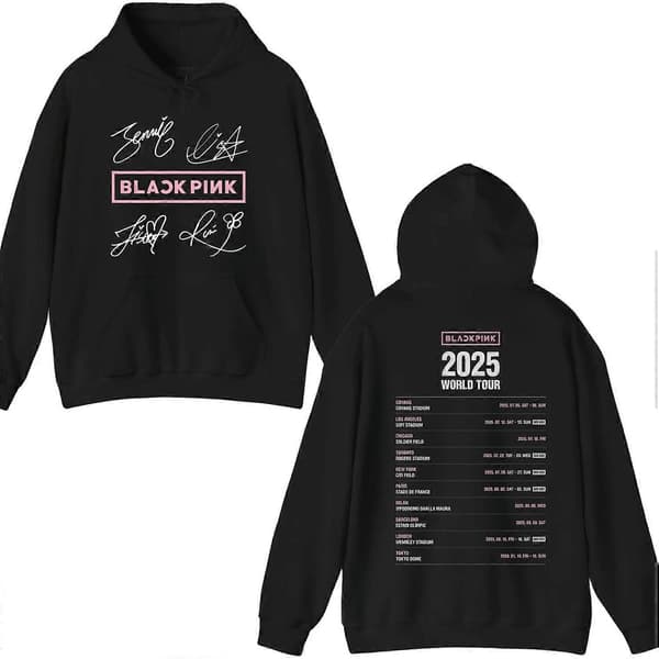 BLACKPINK 2025 Verdensturné signert hettegenser, fanstøtte - Perfekt multicolor multicolor S