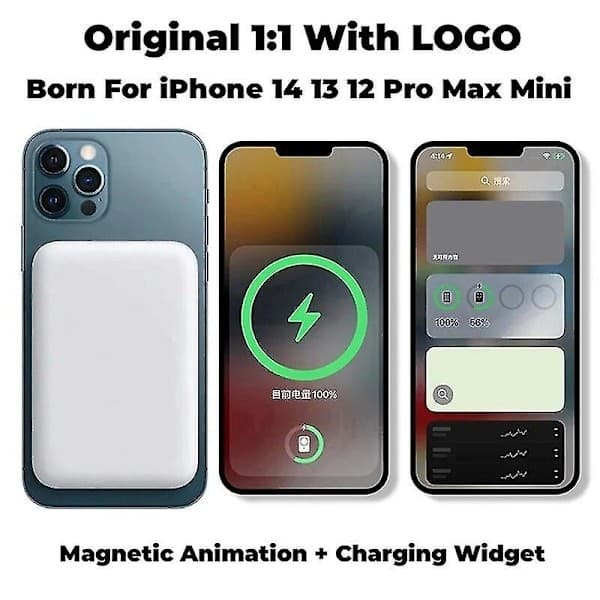 10000mAh Portable Wireless Charger Macsafe Accessory Extra External Magnetic Power Bank for iPhone 14, 13, 12 Pro Max - Good