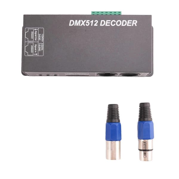 4X Dmx 512 Digital Display-dekoder, Dimmer-drivrutin Dmx512-kontroller för LED Rgbw-tejp/slinga Rj45-anslutning Black