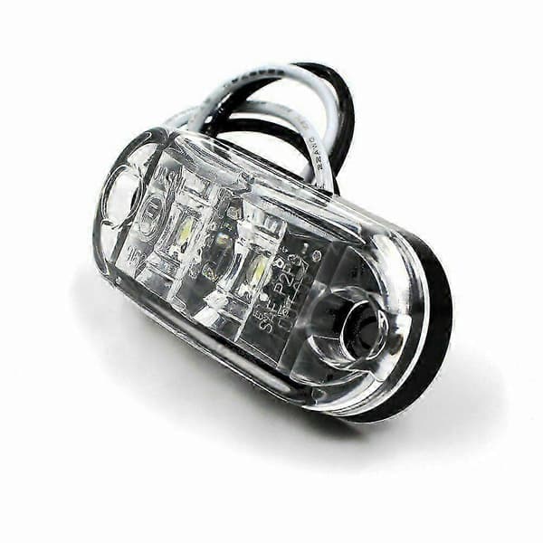 10X Hvit LED 2,5 tommer 2 Diode Lys Oval Klarering Bil Lastebil Tilhenger Bobil Sidemarkeringslampe Black