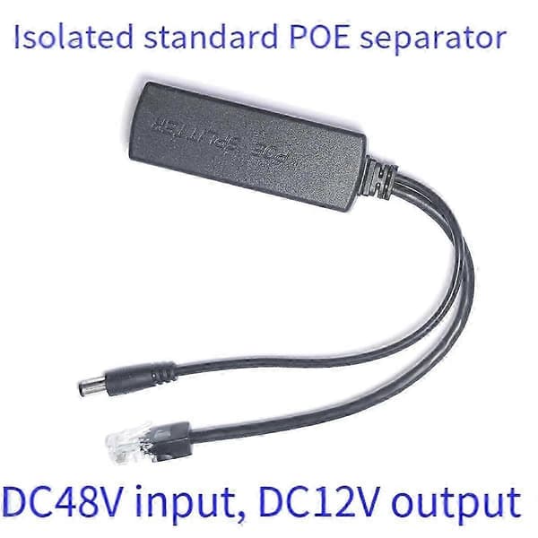 Gigabit Mini PoE Splitter 10/100/1000Mbps POE Splitter DC Output 12V Power over Ethernet IEEE 802.3af til IP-kamera Sort Black