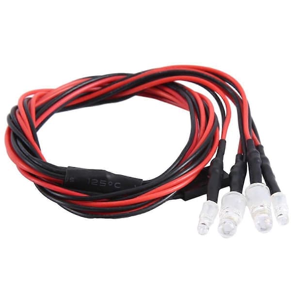 4 RC LED-lyskit for 1/10 RC bil lastebil crawler RC modell drift bil frontlys baklys, 5mm & 3mm