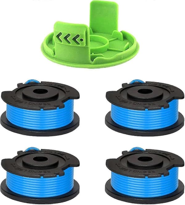 【13】4 sett med gressklipper spoler, egnet for Greenworks trimmer spoler, erstatningsspoler, med 1 lokk