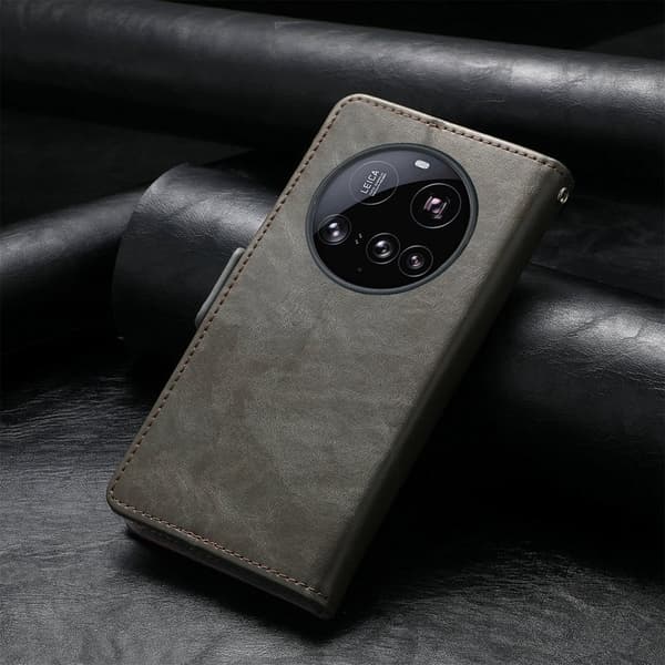 CASENEO Phone Case for Xiaomi 15 Ultra Faux Leather - Grey with RFID Blocking