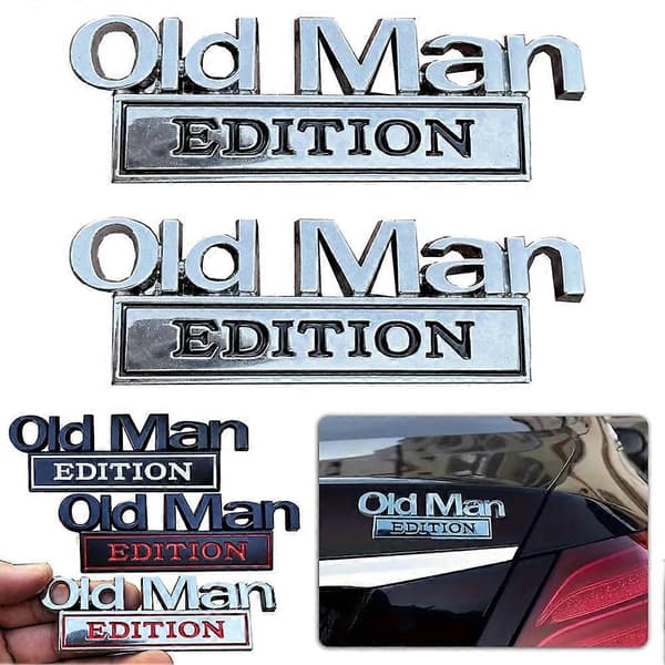1 stk. Represeint Old Man Edition Bilmærke Universal Pasform Biltilbehør Til Alle Køretøjer Sølv Sort Silver Black EDITION