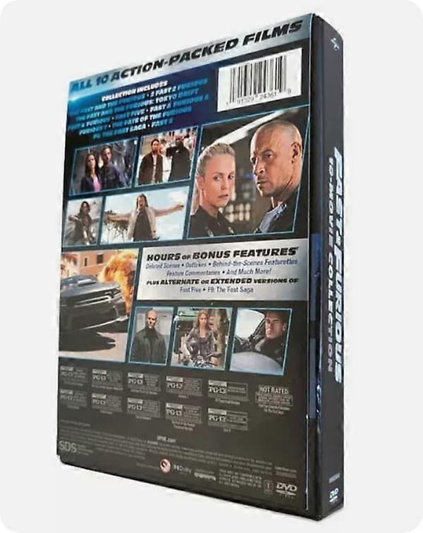 FAST FURIOUS MOVIE COLLECTION 1-10 engelsk version DVD 11-DISC NY BOX SET