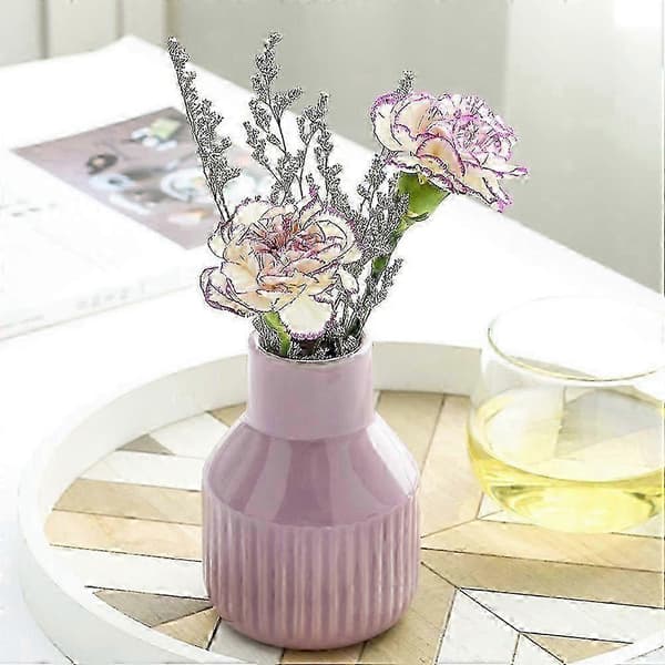 Lila Keramik Enkel Vas 8.6x8.6cm Blomsterarrangemang för Vardagsrum Sovrum Kontor 1 Set