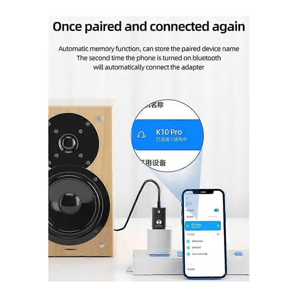 4-i-1 Bluetooth 5.1 lydmottaker sender stereo USB-dongle 3,5 mm 3,5 AUX for trådløs adapter for bilsett Black