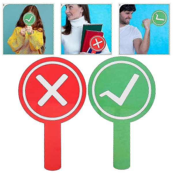 Genanvendelige dobbeltsidede svarplader til klasseværelset til lærerafstemning, 2-pak plastikpaddler til ja/nej