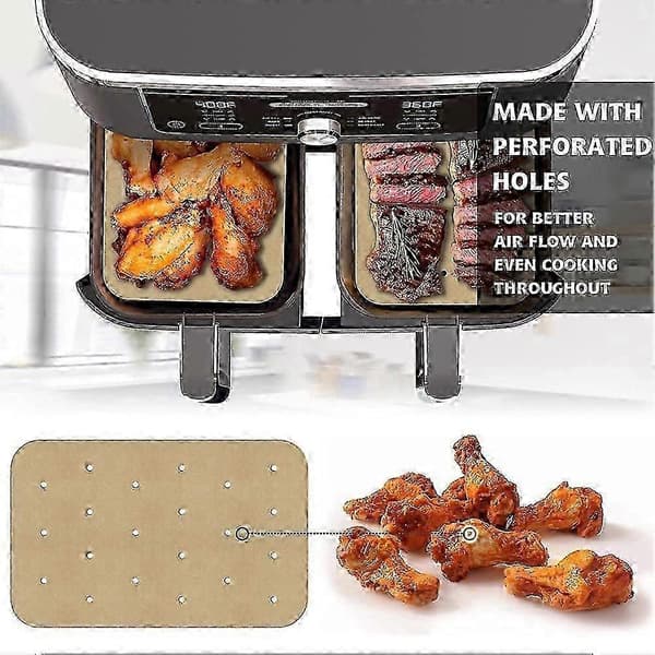 200 stk. Airfryer-papir med lufthull, bakepapirforinger til DZ201, DZ401 doble airfryer-tilbehør JP