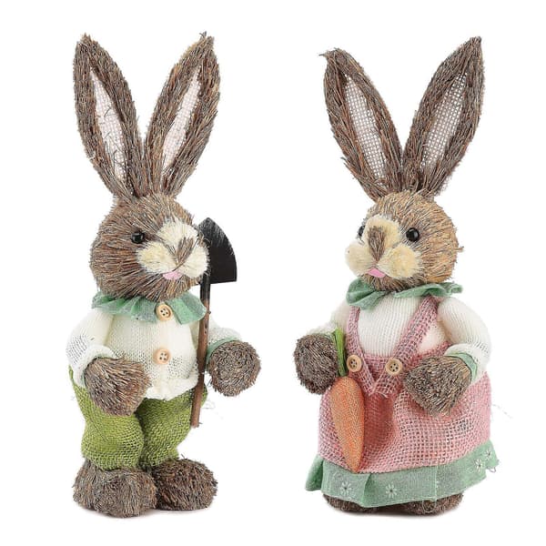 2023 Easter Bunny Figurine Creative Easter Rabbit Decoration Straw Bunny Ornament