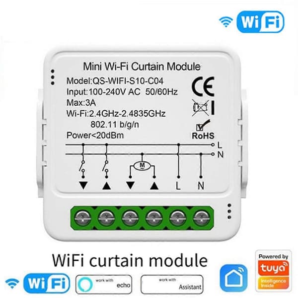 Tuya WiFi Gardinmodul Smart Mini Gardinafbrydermodul Smart Hjem Understøtter Stemmestyring