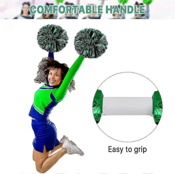 4 stk. Cheerleading Pomponer til Cheerleader Kostume Kvinder, 2 Par Cheer Pomponer All Green