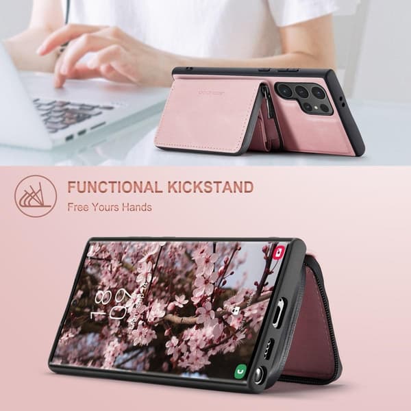 (For Samsung Galaxy S24) Mobile case with stand and card slots, shockproof slim design blå