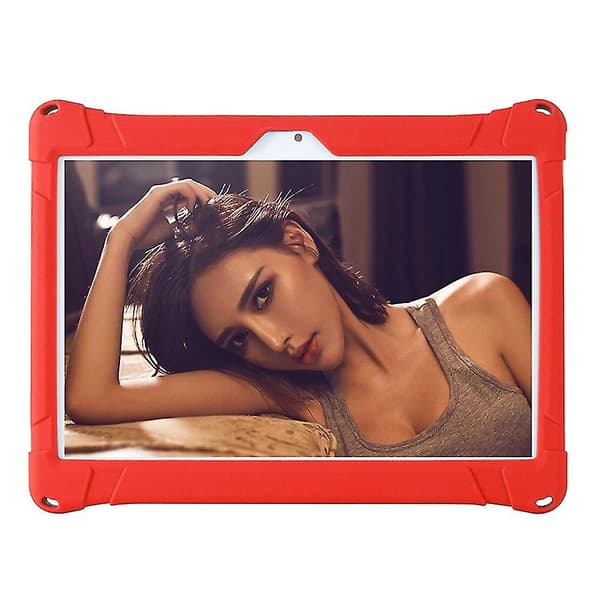 Universal Stødsikkert Silikone Cover Etui kompatibelt med 10 10.1 Tommer Android Tablet Pc Fan2346 Red
